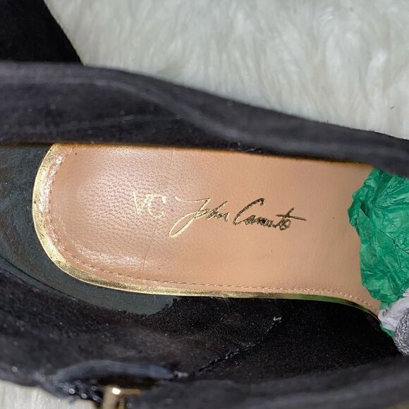 VC John Camuto Black True Suede Booties with Gold Trim - Picture 13 of 14